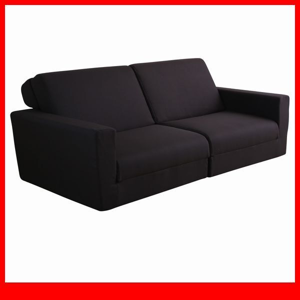 ソファ★組み換え自由なソファベッド 2人掛け/カウチソファ ソファベッド ローベッド/ポケットコイル 日本製 布地/ブラック/限定 特価/a2拍卖