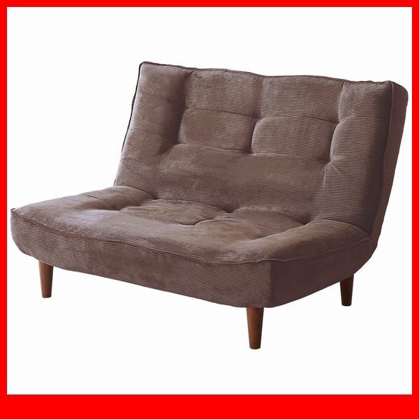 ソファ★新品/2人掛け 3段階リクライニング コーデュロイソファ/ファブリック ポケットコイル 安心の日本製 ロータイプにも/ブラウン/a2拍卖