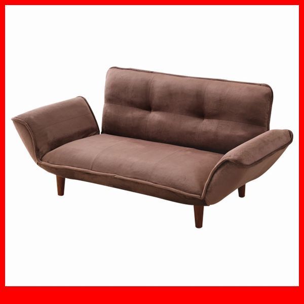 ソファ★新品/コンパクトカウチソファ ラブソファ2人掛け/ポケットコイル リクライニング 起毛タイプ 安心の日本製/ブラウン/a2拍卖