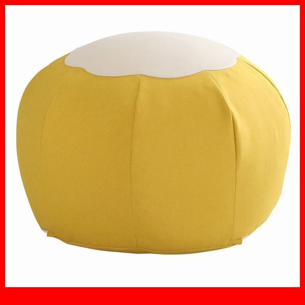 クッション★かわいいお花型ビーズクッション/使い方色々 オットマン スツール サイドテーブル/カバーリング/中身 日本製/イエロー/a7拍卖