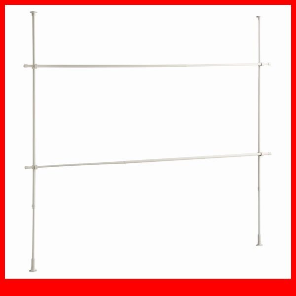 ハンガーラック★新品/シンプル つっぱりハンガーラック 2段 幅170~250cm 高さ調整可能/ビス止め不要 賃貸OK/ホワイト/a3拍卖