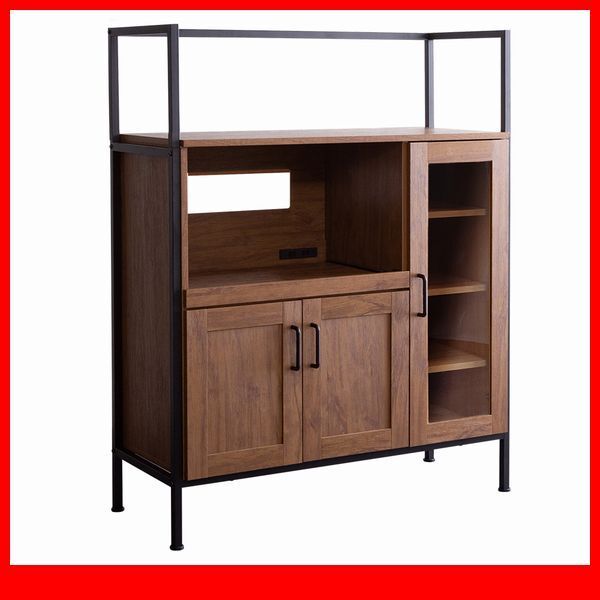 レンジ台★新品/ヴィンテージ レンジ台/家電収納庫 食器棚/木目調 ブラウン/側面 背面も美しく/ウォールナット/a3拍卖