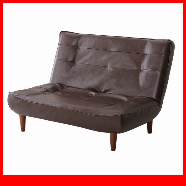 ソファ★新品/2人掛け 3段階リクライニング ヴィンテージソファ/PVCレザー ポケットコイル 安心の日本製 ロータイプにも/ダークブラウン/a3拍卖