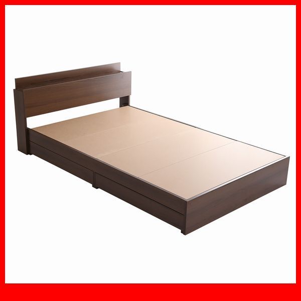 ベッド★宮棚 収納付きヴィンテージチェストベッド フレームのみ シングル/引き出し2杯 2口コンセント付き/木目調 ウォールナット/特価/a3拍卖