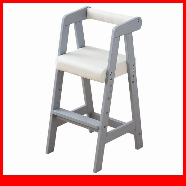 ベビー キッズ★ハイタイプ キッズチェア 椅子/3段階高さ調整 天然木 PVC座面 コンパクト 軽量 お手入れ簡単/フィヨルドブルー/a2拍卖