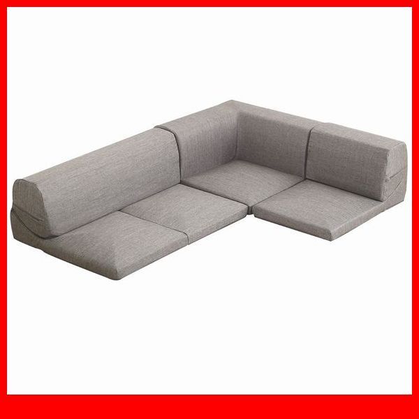 ソファ★カバーリング 着せ替え コーナー ローソファ フロアソファ 3人掛け/布地 清潔 洗濯可 レイアウト変更可 安心の日本製/グレー/a6拍卖