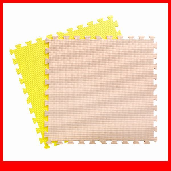 カーペット★サイドパーツ付きジョイントマット 16枚セット 大判60cm 安心の低ホルムアルデヒド 防音 保温 水洗い/ベージュ&イエロー/a6拍卖