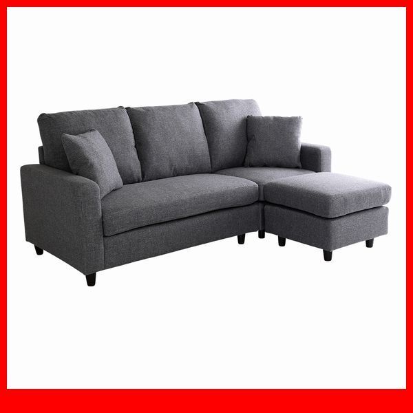 ソファ★北欧インテリア 3人掛け コンパクトカウチソファ クッション付き/布地 ポケットコイル S字バネ 天然木脚/グレー/限定 特価/a3拍卖