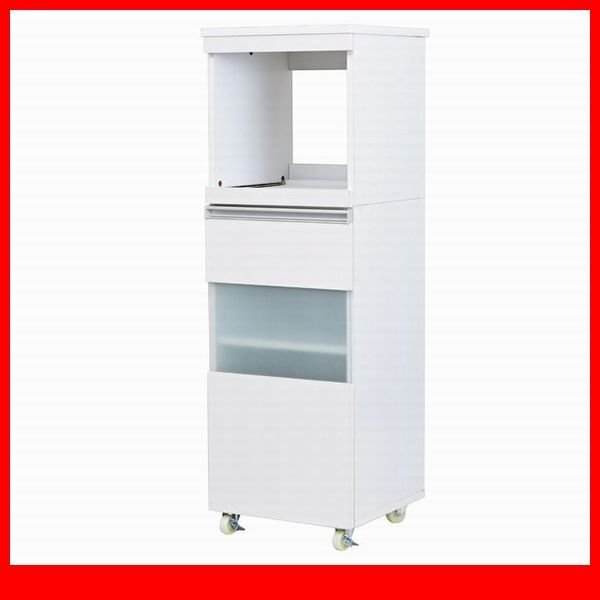 家電ラック★新品/キッチン収納 家電ラック ワイドタイプ/隙間家具 幅40cm 食器棚 可動棚 コンセント キャンスター付 背面化粧/ホワイト/a1拍卖