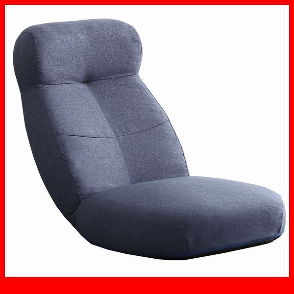 座椅子★14段階リクライニングポケットコイル入り座椅子/日本製 布地 ハイバック/ソファのような座り心地/フラット~二つ折り/ネイビー/a6拍卖