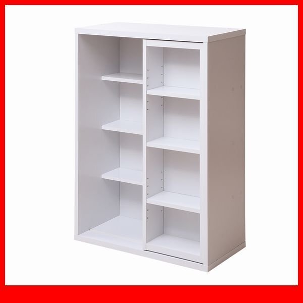 スライド本棚★6BOX スライド書棚/文庫本 コミック収納/スライド式 本棚 書棚 ラック 収納棚 可動棚 木製/ホワイト 白家具/特価/fra-049/a1拍卖