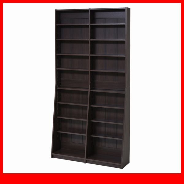 本棚★新品/1cmピッチ 文庫本収納ラック 幅90cm/可動棚 耐震/高級感 ダークブラウン/a1拍卖