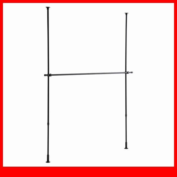 ハンガーラック★新品/シンプル つっぱりハンガーラック 1段 幅120~200cm 高さ調整可能/ビス止め不要 賃貸OK/ブラック/a1拍卖