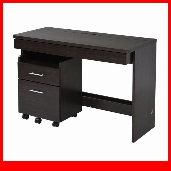 机★シンプルデスク 2点セット/パソコンデスク キャスター付きワゴン/配線 収納/SOHO ワークデスク/ダークブラウン/sgta-0125/即決/即決/a1拍卖