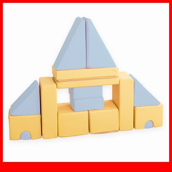 知育玩具★新品/積み木クッション 16個セット/出産 誕生日 入園祝 保育園 病院 商業施設のキッズコーナー/合皮 完成品 日本製/黄 青/a1拍卖