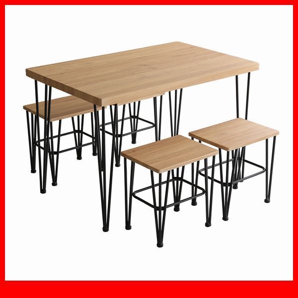 ダイニングセット★ヴィンテージダイニング5点セット/テーブル 椅子4/カフェ 作業台に/木目調 ブラウン系/シャビーオーク/a1拍卖