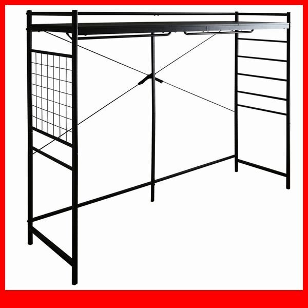 棚 シェルフ★新品/たっぷり収納のハンガーシェルフ/ベッド ソファーの上を収納に/ブラック/a1拍卖