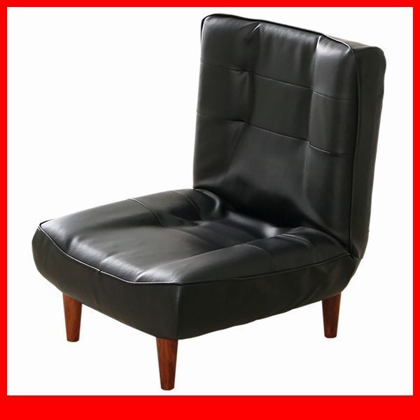 ソファ★ハイバックソファ 1人掛け/ローソファ 座椅子にも/PVCレザー ポケットコイル リクライニング 日本製 完成品/ブラック/特価 限定/a1拍卖