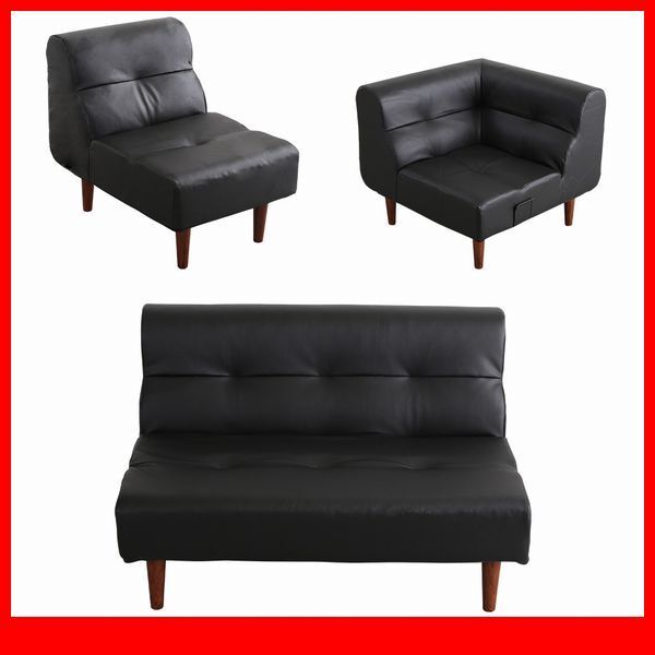 ソファ★新品/リビングダイニング ソファ 3点セット ワイド幅/PVCレザー 合皮 ポケットコイル ハイタイプ ロータイプ/日本製/ブラック/a1拍卖