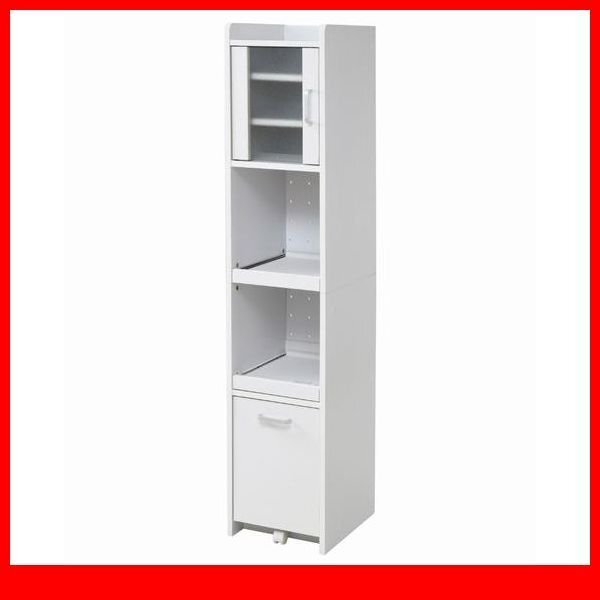 家電ラック★新品/家電ラック 炊飯器 ポット等/ハイタイプ 高さ161cm 隙間家具 33cm/スライド棚 引き出し収納 コンセント付/ホワイト/a1拍卖