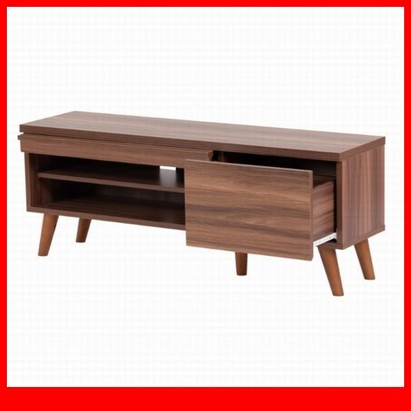 テレビ台★新品/コンパクトモダンテレビ台/幅105cm 40型 北欧風 隠す収納 魅せる収納 フラップ扉 可動棚 背面化粧/ブラウン/a1拍卖