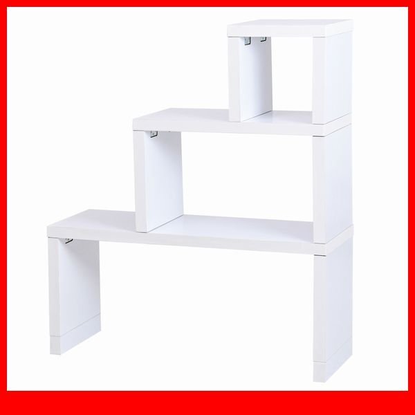 ラック★新品/コの字ユニットラック/変幻自在 飾り棚 ディスプレイラック テレビ台 テーブル デスク 間仕切り 背面化粧/白家具 ホワイト/a4拍卖