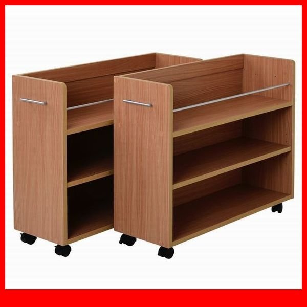 押入れ収納★新品/押入れ用ラック 2個セット/本棚 隙間家具 可動棚 キャスター付/リビング デスクラックにも/ナチュラル/a3拍卖