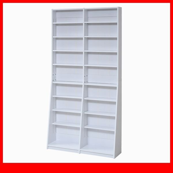 本棚★新品/1cmピッチ 文庫本収納ラック 幅90cm/可動棚 耐震/人気の白家具 ホワイト/a4拍卖