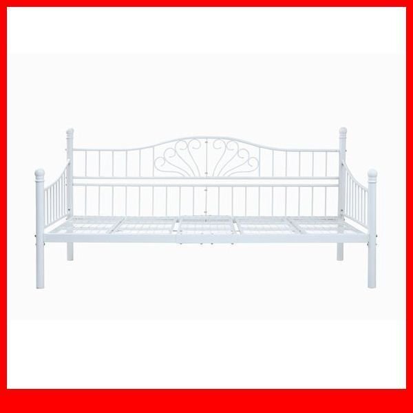 ベッド★ロートアイアン デイベッド シングル フレーム/パイプベッド ソファベッド/姫系 高さ調節 床下収納/ホワイト 白家具/a4拍卖