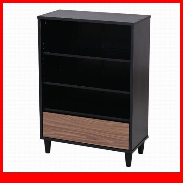 キャビネット★新品/Adatto オープン&チェスト/オープン 引き出し収納/本棚 ディスプレイラック 多目的収納 可動棚/ブラックxブラウン/a4拍卖