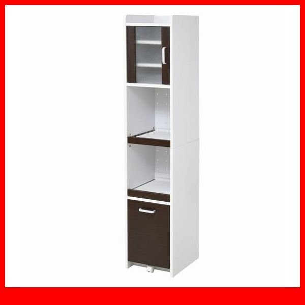 家電ラック★新品/家電ラック 炊飯器 ポット等/ハイタイプ 高さ161cm 隙間家具 33cm/コンセント付き/ホワイト ダークブラウン/a3拍卖