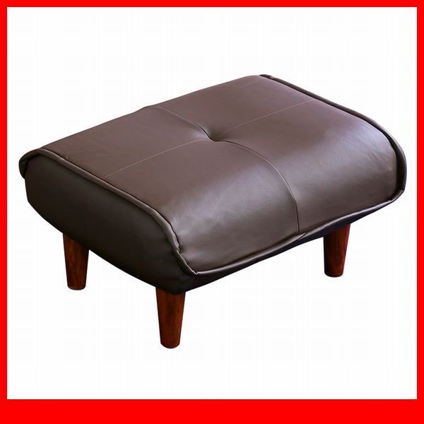 オットマン★ソファ オットマン/レザー ポケットコイル/ロータイプ サイドテーブル スツールにも/日本製 完成品/ブラウン/a2拍卖