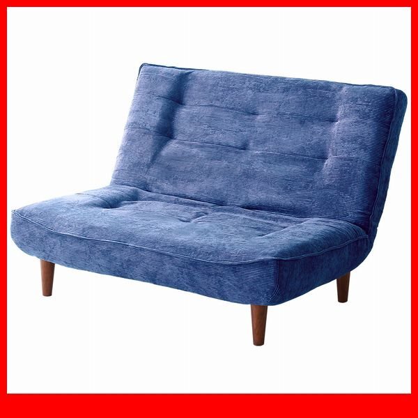 ソファ★新品/2人掛け 3段階リクライニング コーデュロイソファ/ファブリック ポケットコイル 安心の日本製 ロータイプにも/ネイビー/a4拍卖