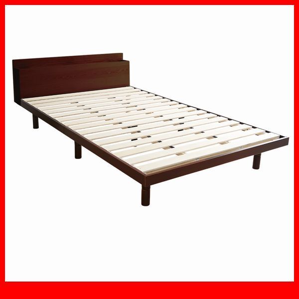 すのこベッド★宮棚付き 3段階高さ調節 脚付きすのこベッド/セミダブル/コンセント付き 北欧産パイン材 簡単組み立て/ブラウン/a1拍卖