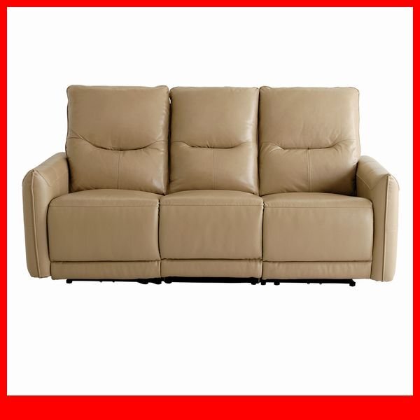 ソファ★新品/イタリアンレザー 3人掛け 電動リクライニング/ポケットコイル テーブル機能 USBポート付/グレージュ/a4拍卖