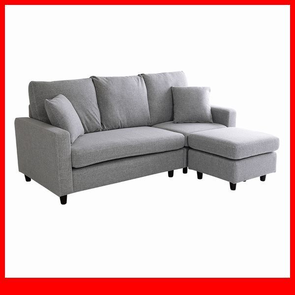 ソファ★北欧インテリア 3人掛け コンパクトカウチソファ クッション付き/布地 ポケットコイル S字バネ 天然木脚/ライトグレー/限定 特価/a拍卖