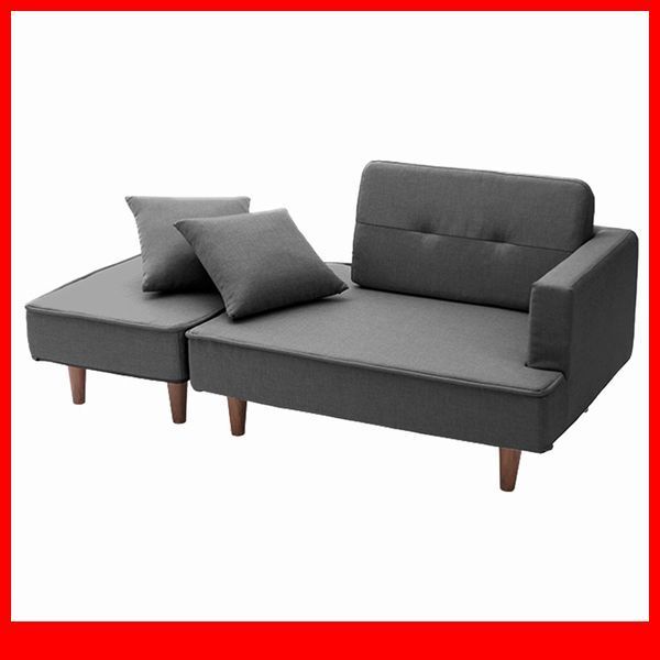 ソファ★新品/組み合わせ自由なコンパクトカウチソファ ラブソファ/オットマン クッション付/ポケットコイル 日本製 完成品/グレー/a4拍卖