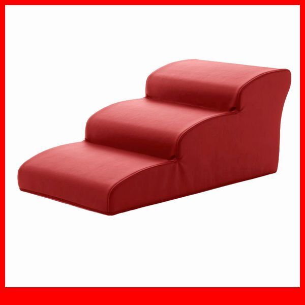 ペット用品★ドッグステップ 犬用階段3段タイプ/小型犬用 チワワ 他/ソファ ベッド の上り下りに/日本製 PVCレザー 完成品/レッド/a6拍卖