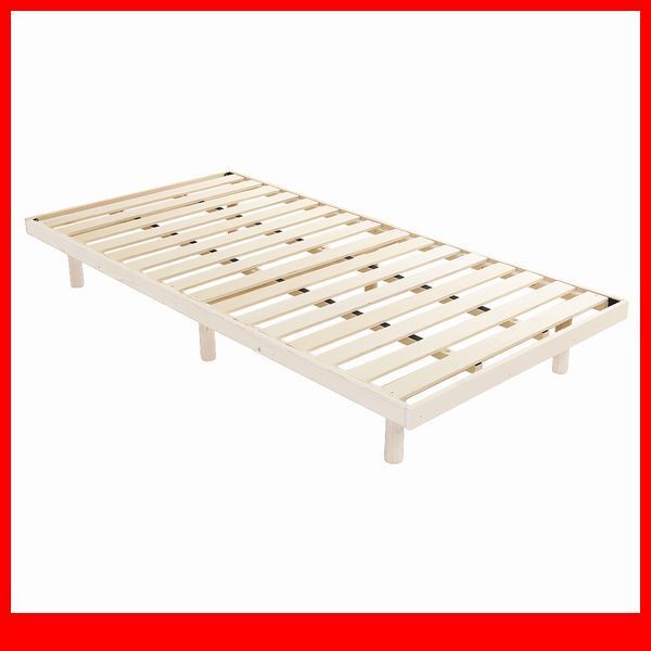 すのこベッド★簡易宮セット/3段階高さ調節 脚付きすのこベッド/シングル/北欧産パイン材 低ホルムアルデヒド 頑丈/ホワイトウォッシュ/a4拍卖