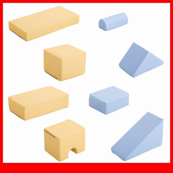 知育玩具★新品/積み木クッション 8個セット/出産 誕生日 入園祝い 保育園 病院 商業施設のキッズコーナー/合皮 完成品 日本製/黄 青/a1拍卖