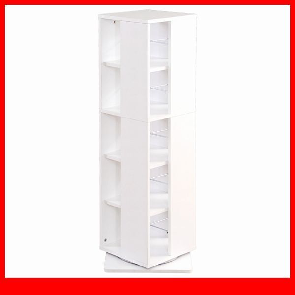 本棚★回転ブックラック 5段/コンパクト 省スペース 39x39cm/大容量 収納 本 200冊 DVD 200枚 CD 280枚/ホワイト 人気の白家具/特価/a4拍卖