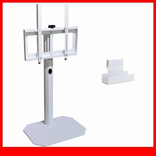 テレビ台★新品/北欧インテリア 八角壁寄せテレビスタンド ロータイプ HDDホルダー付/32~65型TV対応 コード収納 首振り機能/ホワイト/a4拍卖