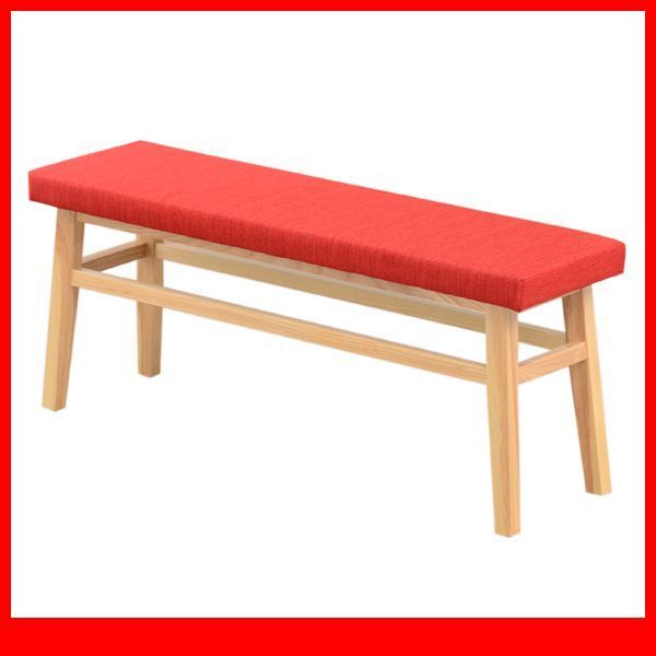 椅子 ベンチ★快適な座り心地 ダイニングベンチ リビング ロングベンチ 単品 幅110cm/天然木 ファブリック/レッド/a4拍卖