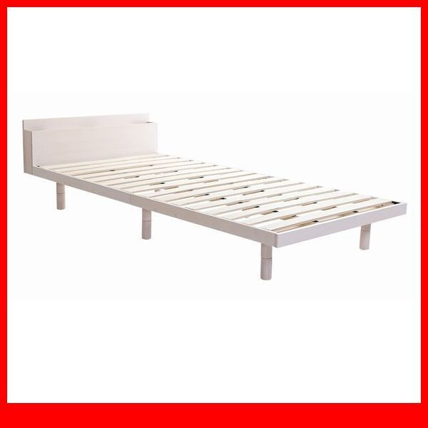 すのこベッド★宮棚付き 3段階高さ調節 脚付きすのこベッド/シングル/コンセント付き 北欧産パイン材 簡単組み立て/ホワイトウォッシュ/a4拍卖