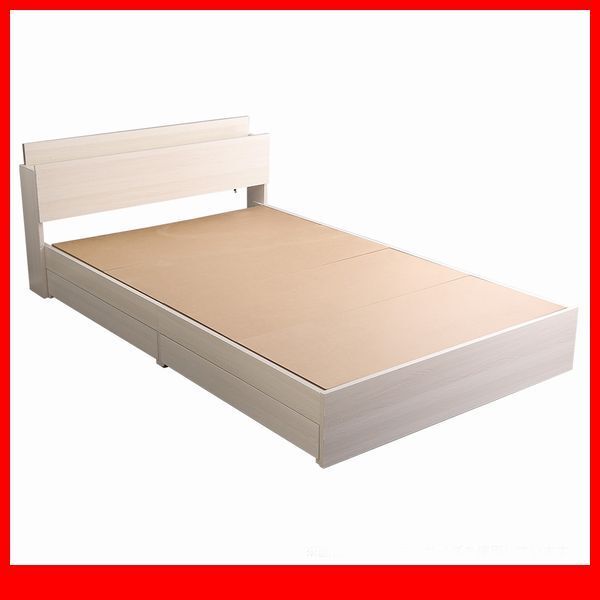 ベッド★宮棚 収納付きヴィンテージチェストベッド フレームのみ シングル/引き出し2杯 2口コンセント付き/木目調 ホワイトオーク/特価/a4拍卖