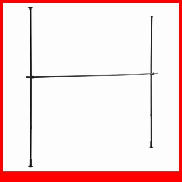ハンガーラック★新品/シンプル つっぱりハンガーラック 1段 幅170~250cm 高さ調整可能/ビス止め不要 賃貸OK/ブラック/a1拍卖