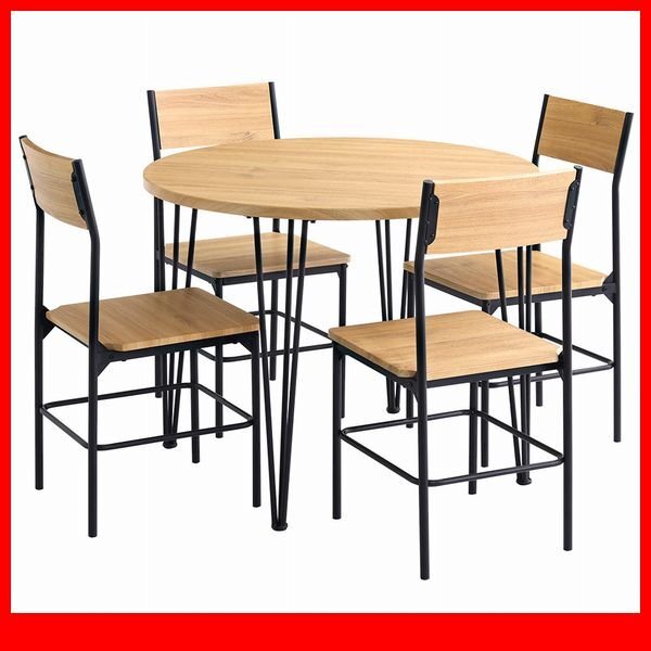 ダイニングセット★新品/円形ダイニング5点セット/90cm幅テーブル 椅子×4/コンパクト 木目調 ナチュラル/シャビーオーク/a1拍卖
