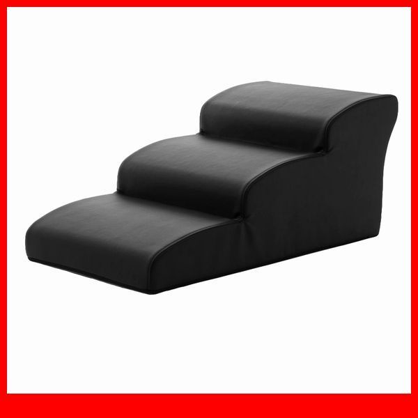 ペット用品★ドッグステップ 犬用階段3段タイプ/小型犬用 チワワ 他/ソファ ベッド の上り下りに/日本製 PVCレザー 完成品/ブラック/a1拍卖