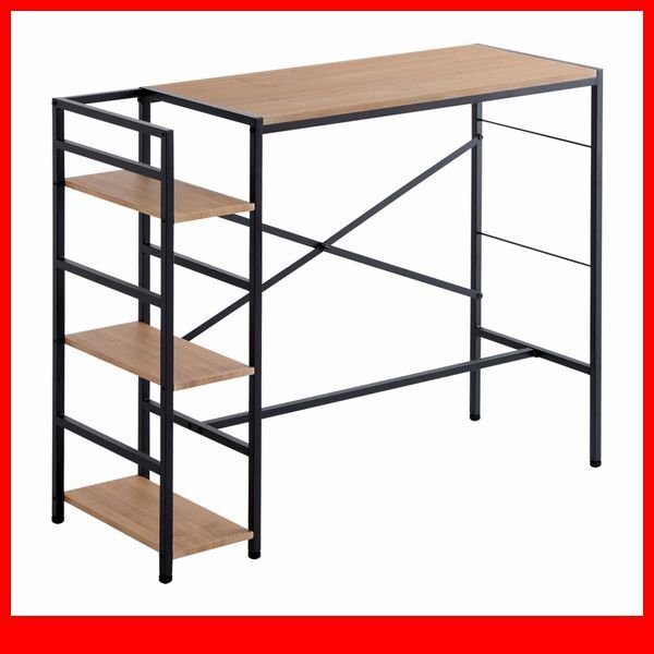 机★新品/収納棚付き ヴィンテージ足掛けスタンディングデスク/集中力UP 運動不足解消 負担軽減/シャビーオーク/a1拍卖