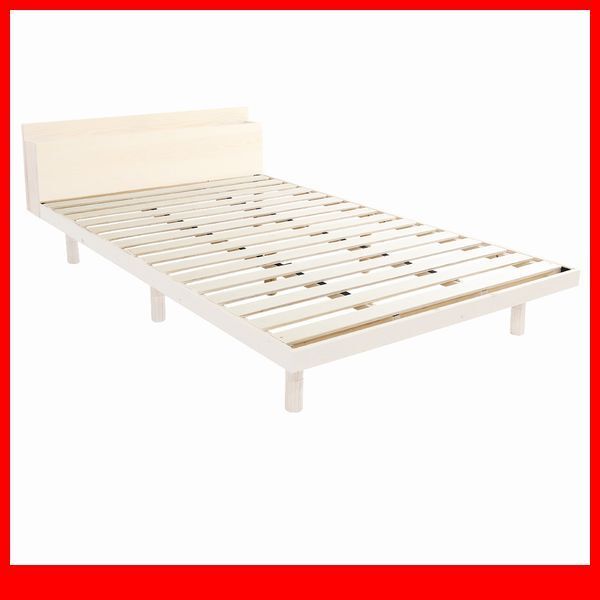 すのこベッド★宮棚付き 3段階高さ調節 脚付きすのこベッド/セミダブル/コンセント付 北欧産パイン材 簡単組み立て/ホワイトウォッシュ/a4拍卖